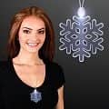 Light Up Flashing Winter White Snowflake Acrylic Necklace