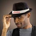 Black Funky Fedora with Imprinted Hat Band