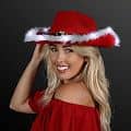 Cowboy Santa Claus Christmas Hat, White Light Fur Trim