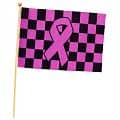 Pink Ribbon Checkered Flag 12" x 18"
