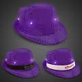 Sequin LED Fedora Hats with Imprinted Band
