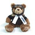 12" Brown Aviator Bear with one color imprint