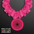 Pink Flower Lei Necklace with Medallion (Non-Light Up)