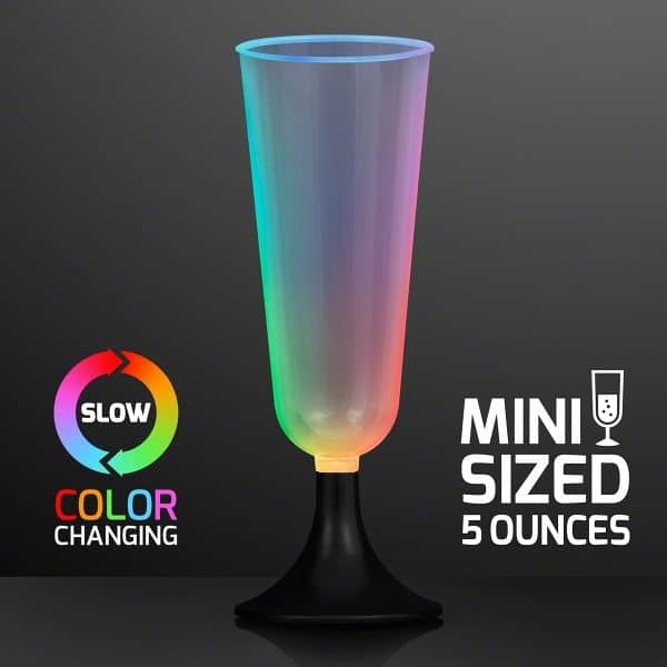LED Mini Champagne Glass Sippers, Slow Color Change