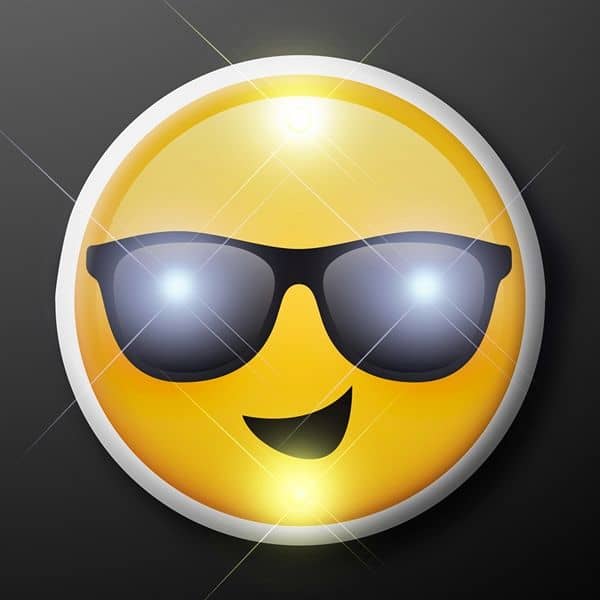 Cool Dude Sunglasses Emoji LED Party Pins