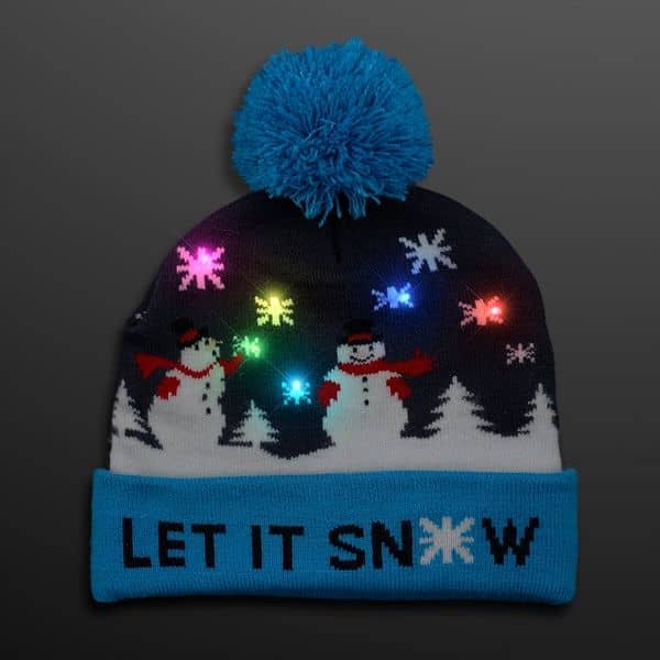 LED Winter Beanie, Blinky Snowman Hats