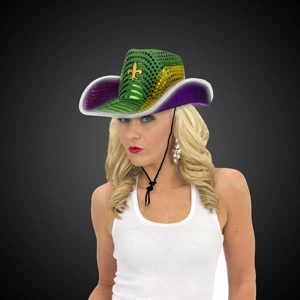 Mardi Gras LED Sequin Cowboy Hat