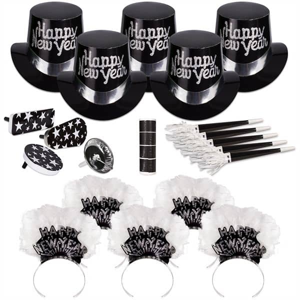 Grand Silver New Year's Eve Party Kit for 50