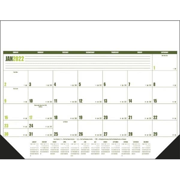 Multi-Colored 2022 Desk Calendar Pad with Vinyl Corners
