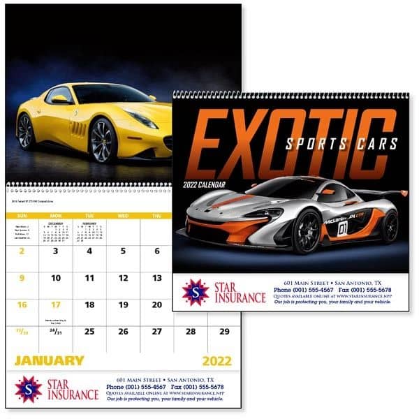 Spiral Exotic Sports Cars Vehicle 2022 Appointment Calendar