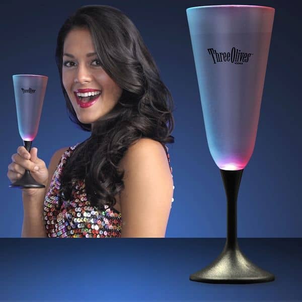 LED Champagne Glass with Classy Black Base