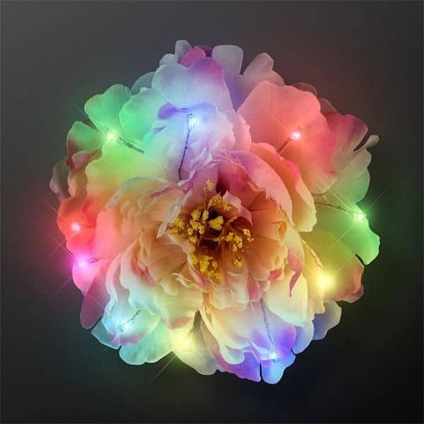 Gorgeous Color Change Hair Flowers, Sparkling Light Clips