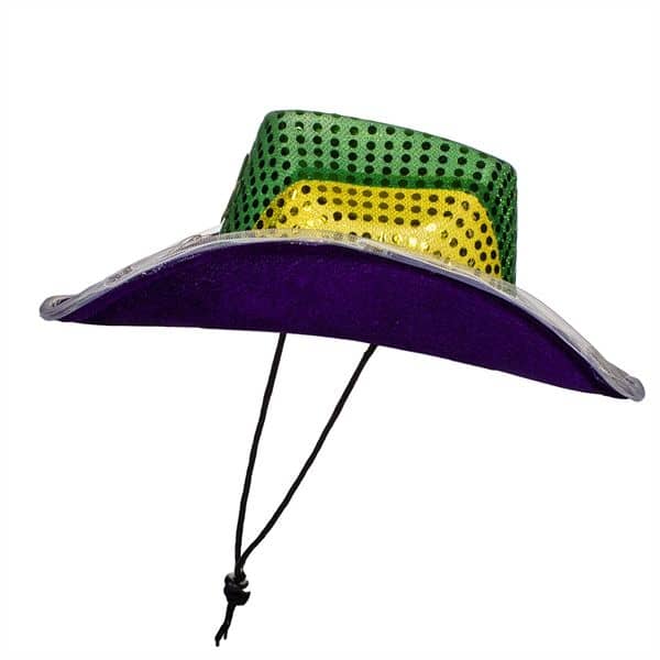 Mardi Gras LED Sequin Cowboy Hat