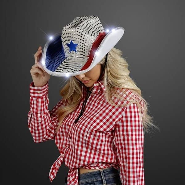 Red, White & Blue LED Cowboy Hat