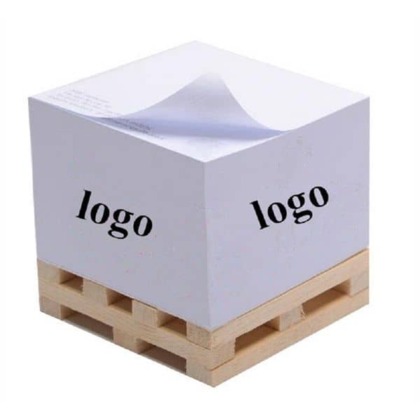 Note Pad Cube with Wood Pallet