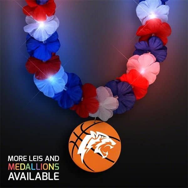 Red, White & Blue LED Hawaiian Lei with Medallion