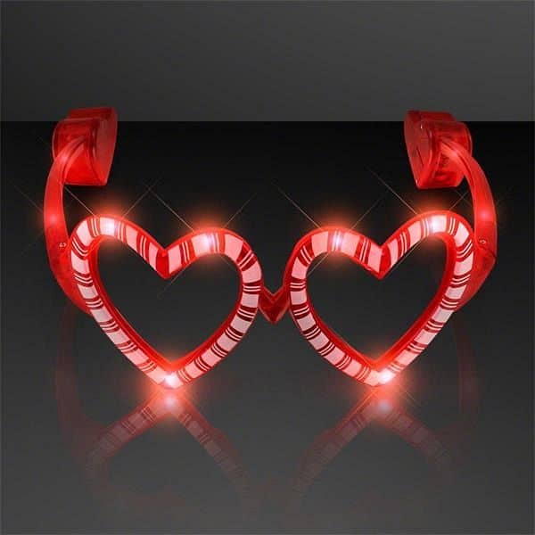 Holiday Hearts Light Up Candy Cane Glasses