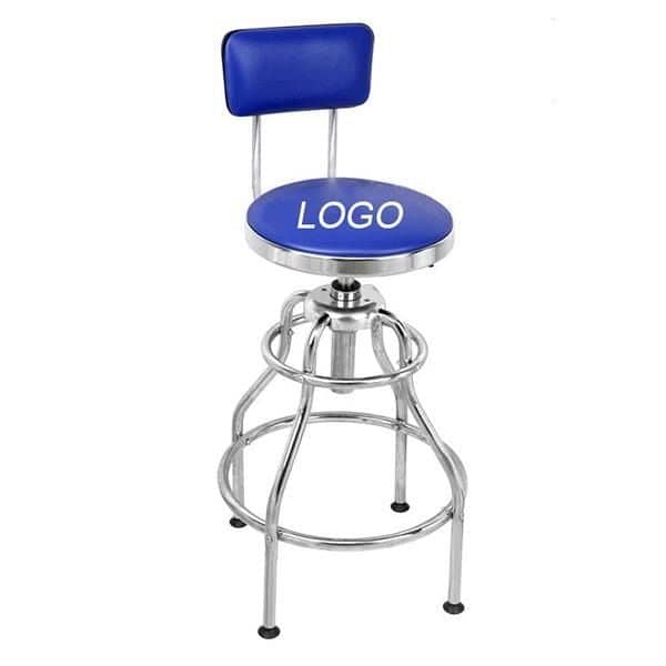 Swivel Double Ring Bar Stool With Backrest