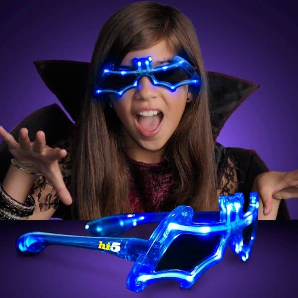 Blue LED Bat Shaped Flashing Sunglasses