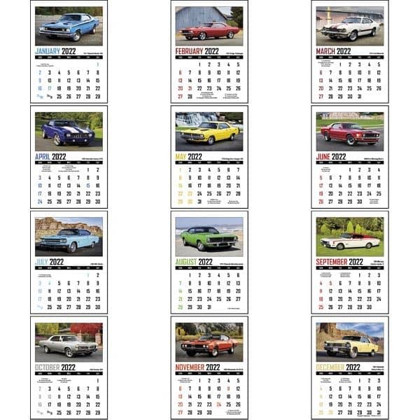 Full Color Stick Up, Memorable Muscle Grid 2022 Calendar