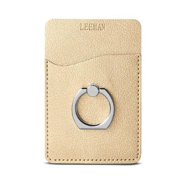 Leeman™ Shimmer Card Holder with Metal Ring Phone Stand