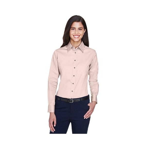 Harriton® Ladies' Easy Blend Long-Sleeve Twill Shirt with...
