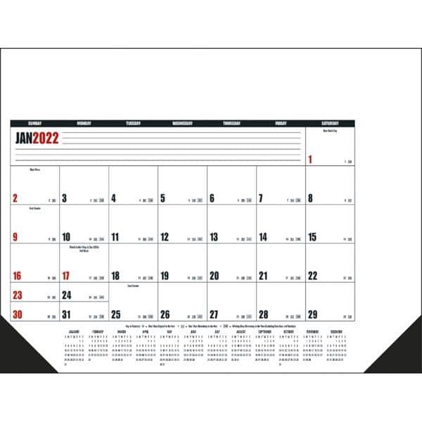 Multi-Colored 2022 Desk Calendar Pad with Vinyl Corners