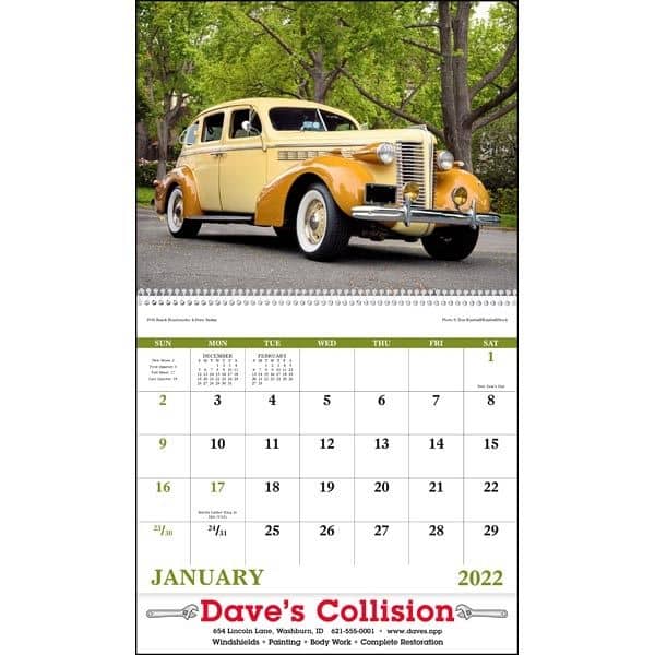 Spiral Antique Autos Vehicle 2022 Appointment Calendar