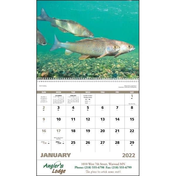 2022 Fishing Calendar Spiral Fishing Sports/Wildlife 2022 Appointment Calendar | Everythingswag  Usa
