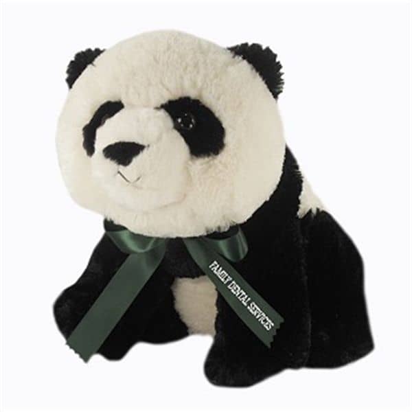 12"  Panda Bear with ribbon and one color imprint