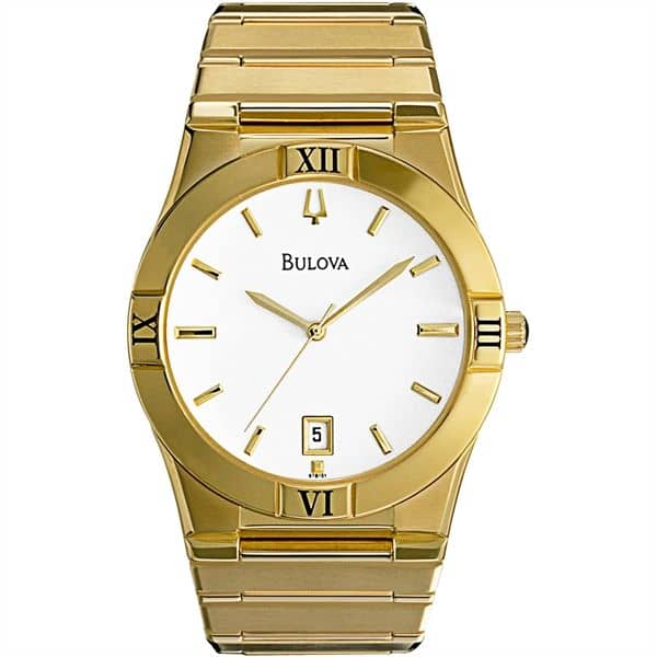 Bulova Men's Gold Tone Bracelet Watch W/Round Dial