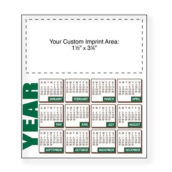 3.5" x 4" Small Magnetic Calendars 30 Mil.