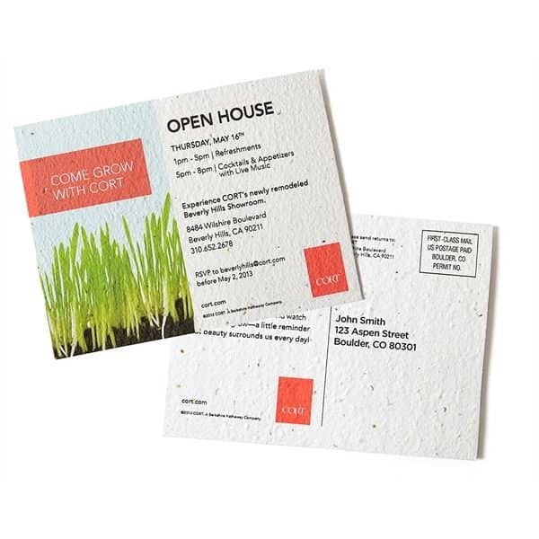 Seed paper mailing postcard