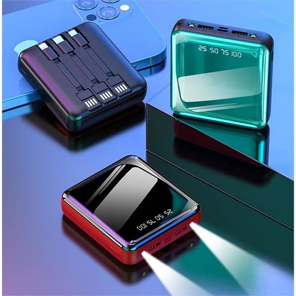 Portable Charger LED Display Power Bank with 3 Built-in Cabl