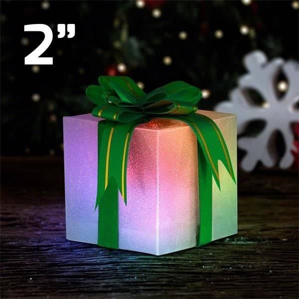 Small light up gift box ornaments (slow color change)