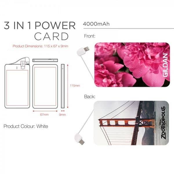 SlenderCharger 4000mAh Credit Card Size Charger Built In Cha