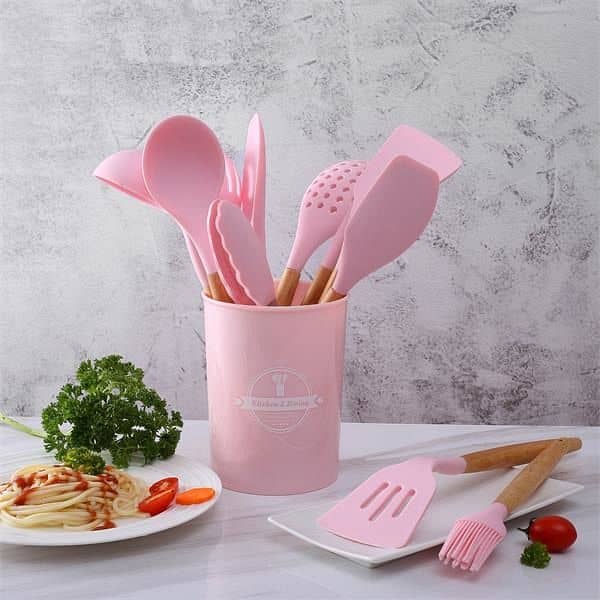 13pcs Silicone Cooking Utensils Set with Wooden Handles