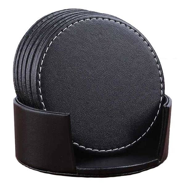 Set of 6 Leather Drink Coasters