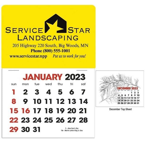 2-Color Stick Up 2022 Calendar, English (13-Month)