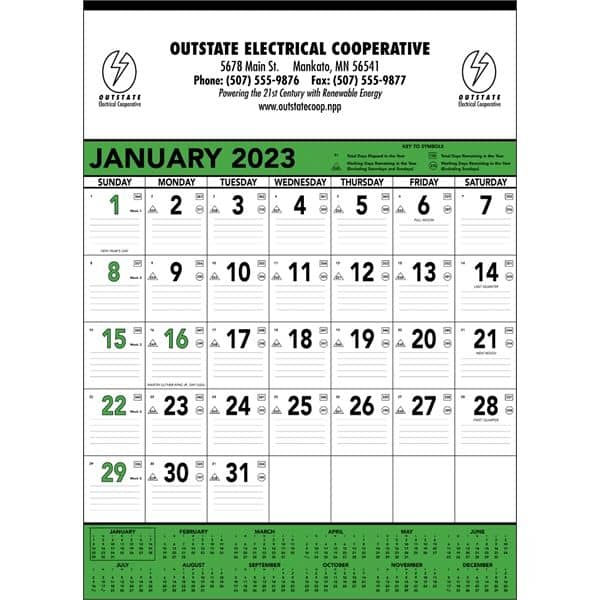 Green & Black Contractor Memo 2022 Calendar