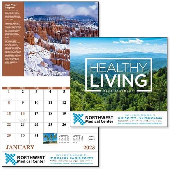 Stapled Healthy Living Inspirational 2022 Calendar