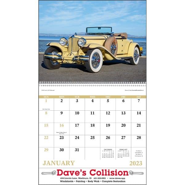 Spiral Antique Autos Vehicle 2022 Appointment Calendar