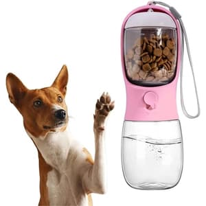 Portable Pet Water Bottle 10oz Plus 100g Food Container