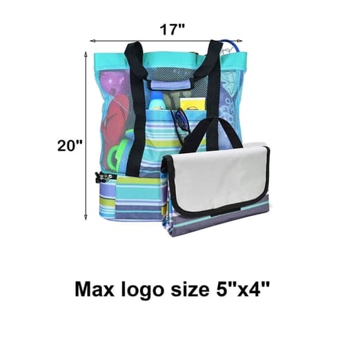 Large Mesh Beach Tote Bag  Picnic Blanket Set