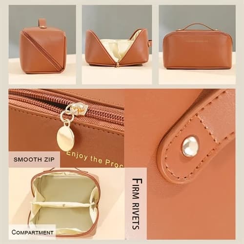 Upgrade Pu Leather Travel Cosmetic Bag Makeup Toiletry Case