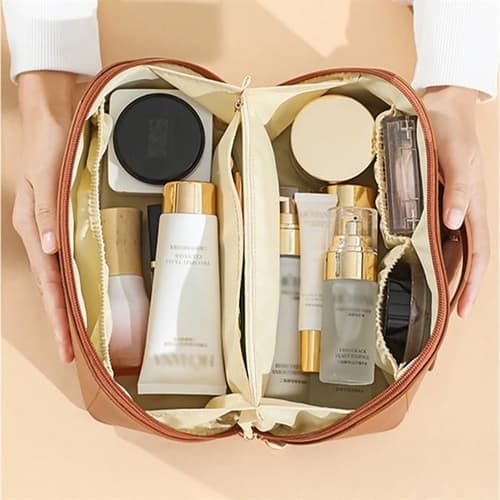 Upgrade Pu Leather Travel Cosmetic Bag Makeup Toiletry Case