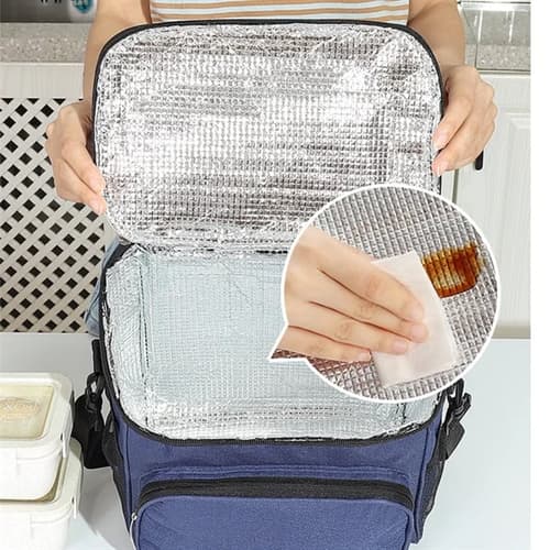 Crossbody Oxford Cloth Lunch Bag Thermal Flatware Meal Tote