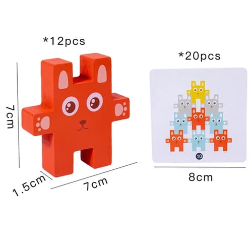 Kids Blocks Rabbit Wooden Rabbit Stacked Building Blocks Balance Game for Kids ...