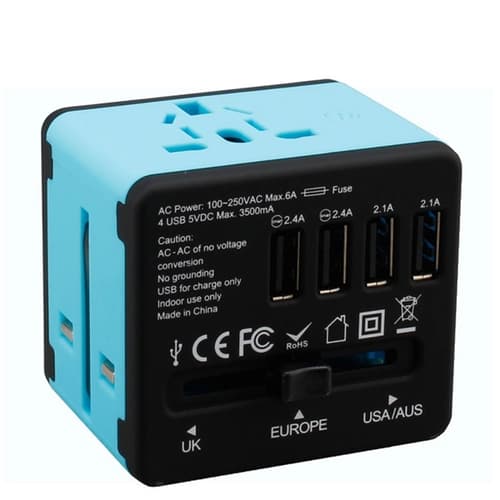 4 USB Ports Universal Power Adapter Travel Plug