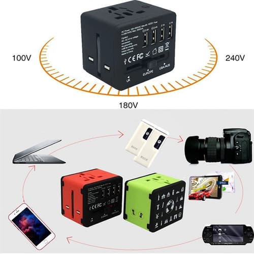 4 USB Ports Universal Power Adapter Travel Plug
